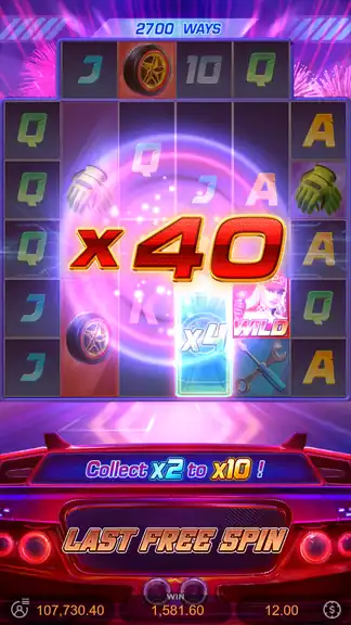 Speed Winner best bonus result - WIN 1,581.60 credits (131.8x) displayed on screen after combined x40 multiplier on final spin